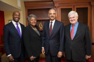 Van Jones, senior fellow at Center for American Progress, Donna Brazile, vice chairwoman of the Democratic National Committee, Eric Holder, Attorney General of the United States, Newt Gingrich, former Speaker of the U.S. House of Representatives.