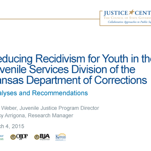 Image for: Reducing Recidivism for Youth in the Juvenile Services Division of the Kansas Department of Corrections