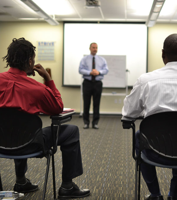 Photo of participants in job readiness program classroom.