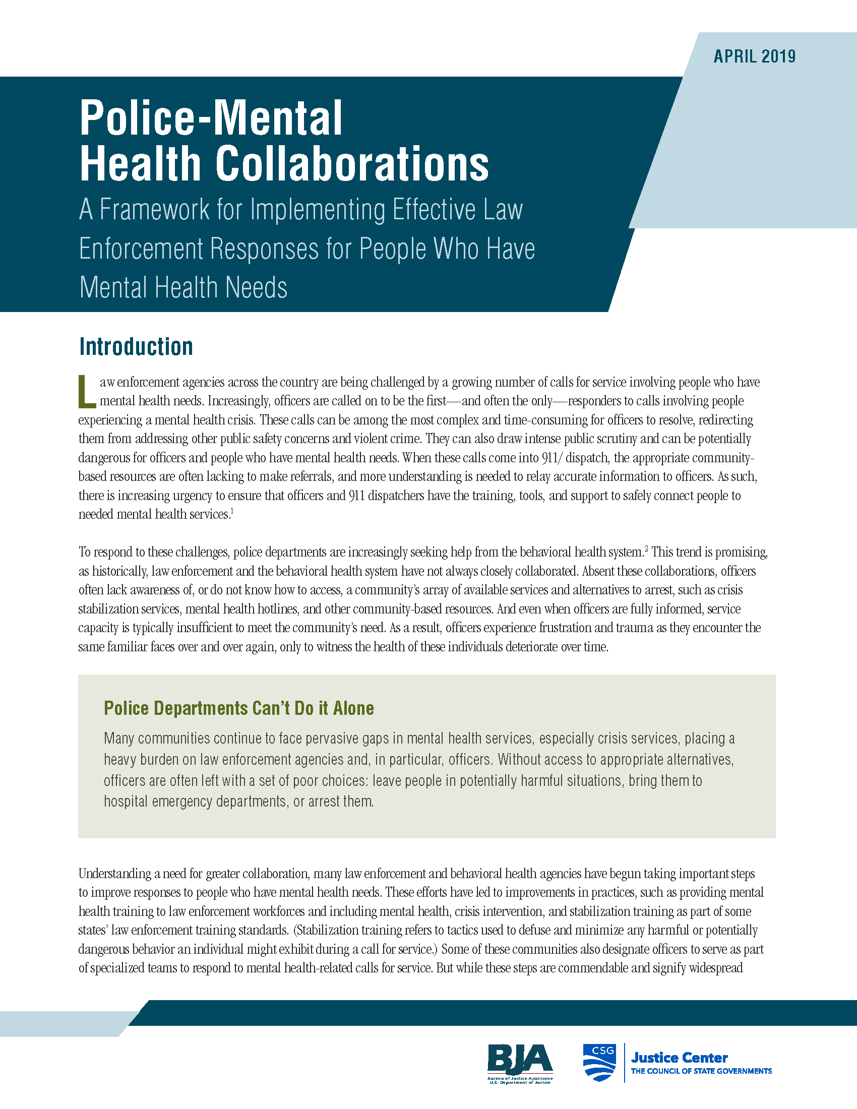 Police Mental Health Collaborations A Framework For Implementing Effective Law Enforcement 