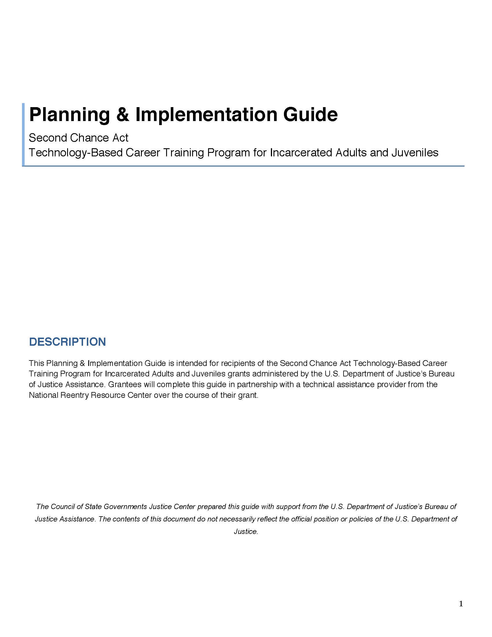 Planning and Implementation Guide for SCA Tech-Based Career Training ...