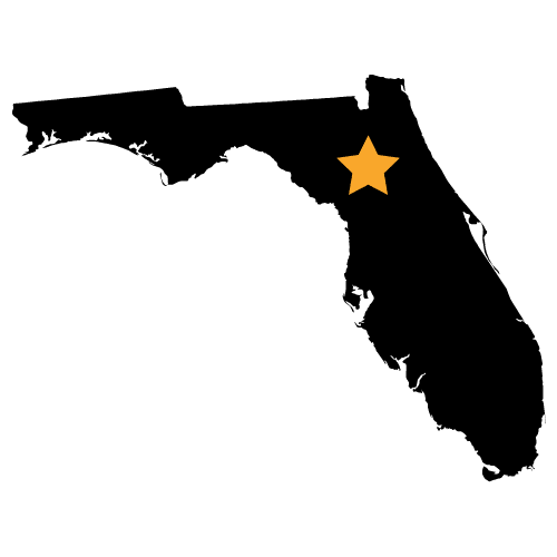Map of Florida with a star over the University of Florida