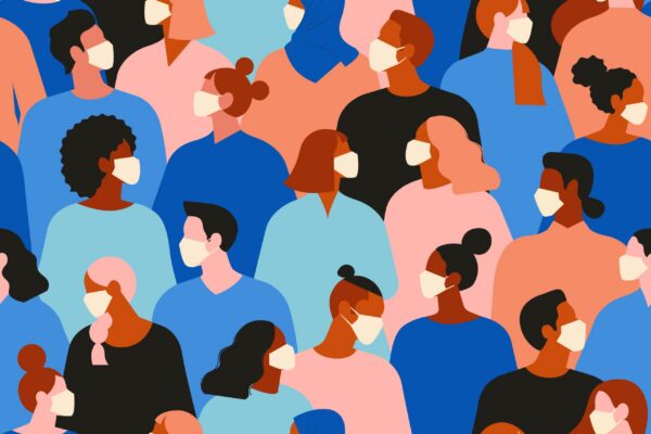 Illustration of people wearing protective masks