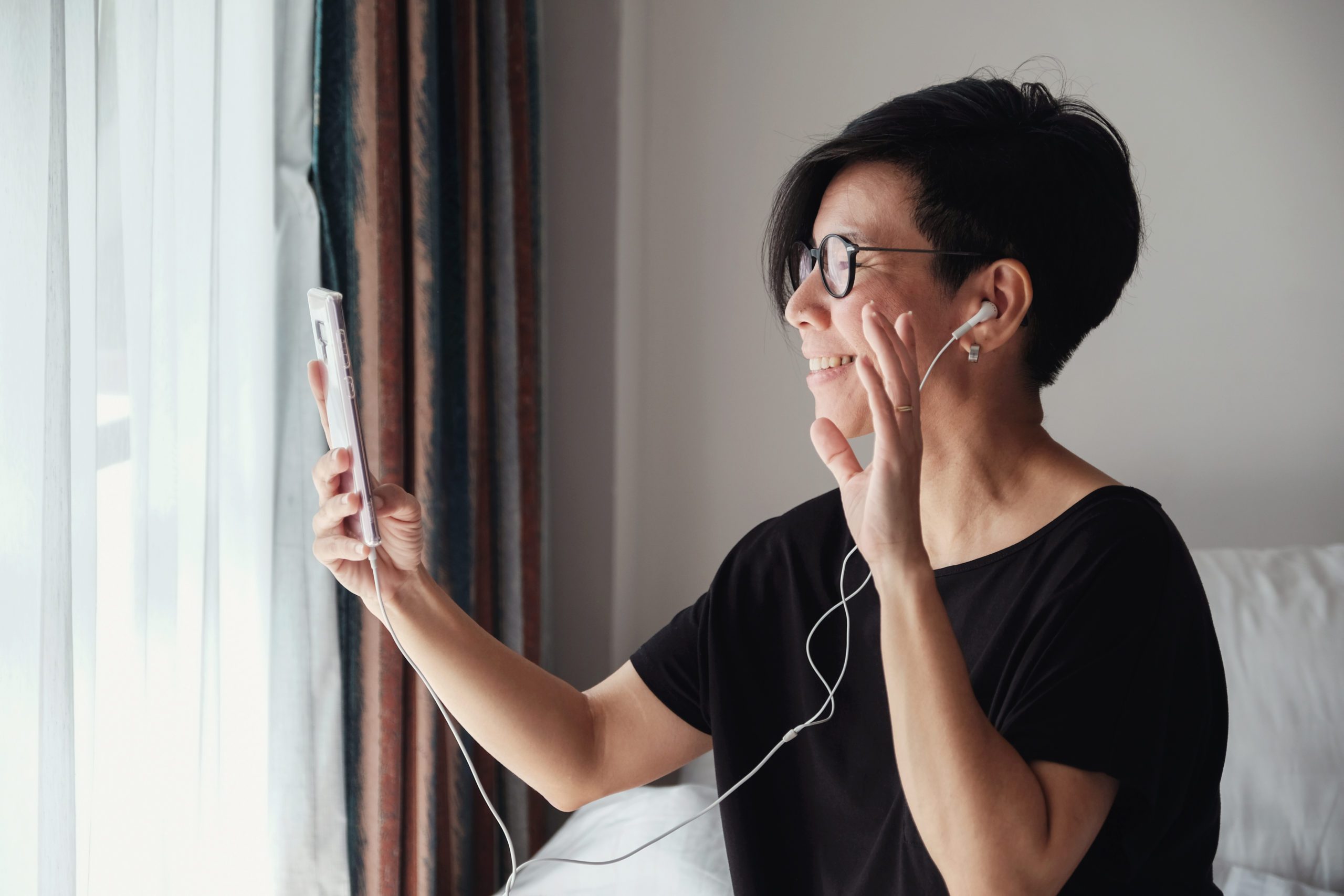 Woman pictured having a video call
