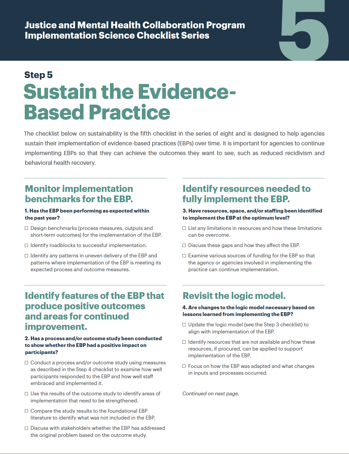 Justice and Mental Health Collaboration Program Implementation Science ...