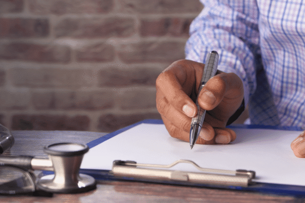 man with pen