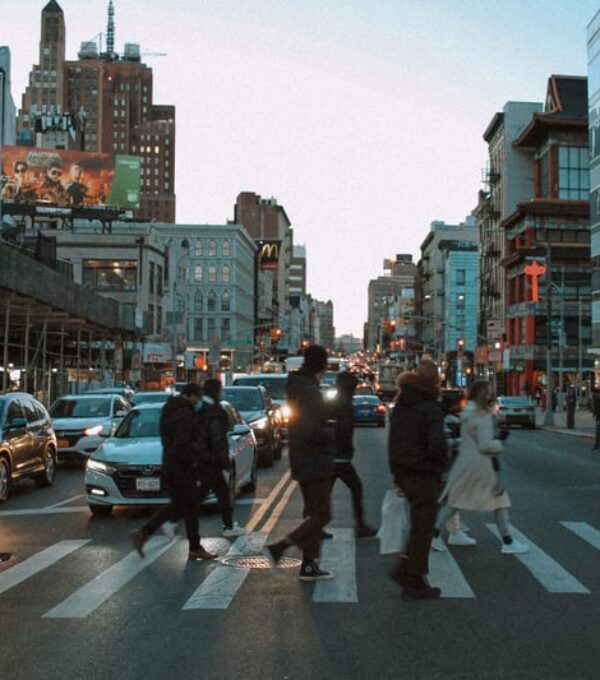 people crossing street