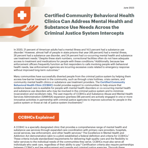 Image for: Certified Community Behavioral Health Clinics Can Address Mental Health and Substance Use Needs Across the Criminal Justice System Intercepts