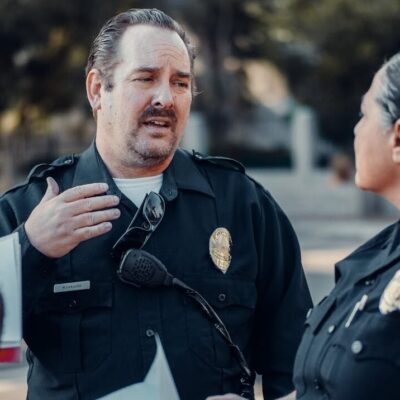 Three police officers talking