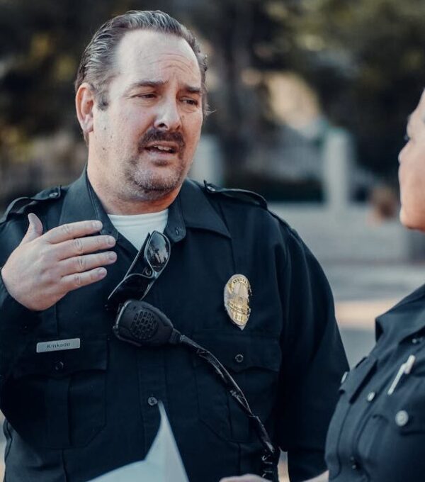 Three police officers talking