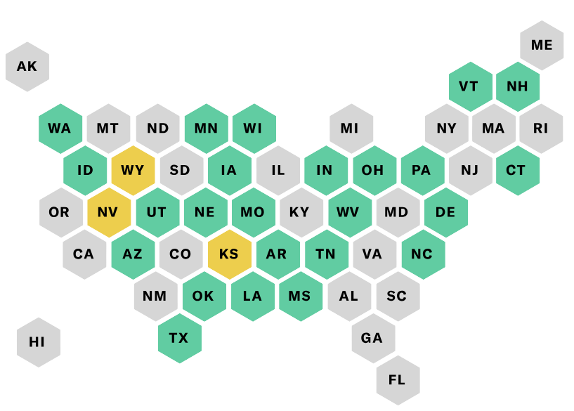 Map of state fair chance licensing laws
